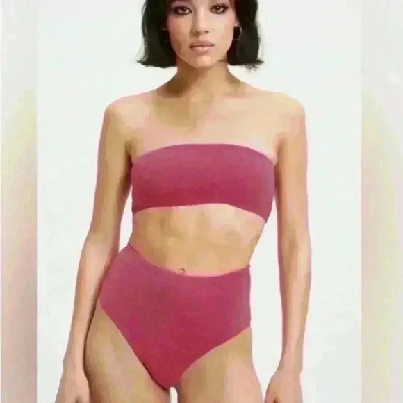 Good American Sparkle Band Top Bandeau Bra Pink Women's Size 1 - Picture 2 of 6